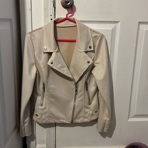 Women’s cream colored suede moto jacket size medium